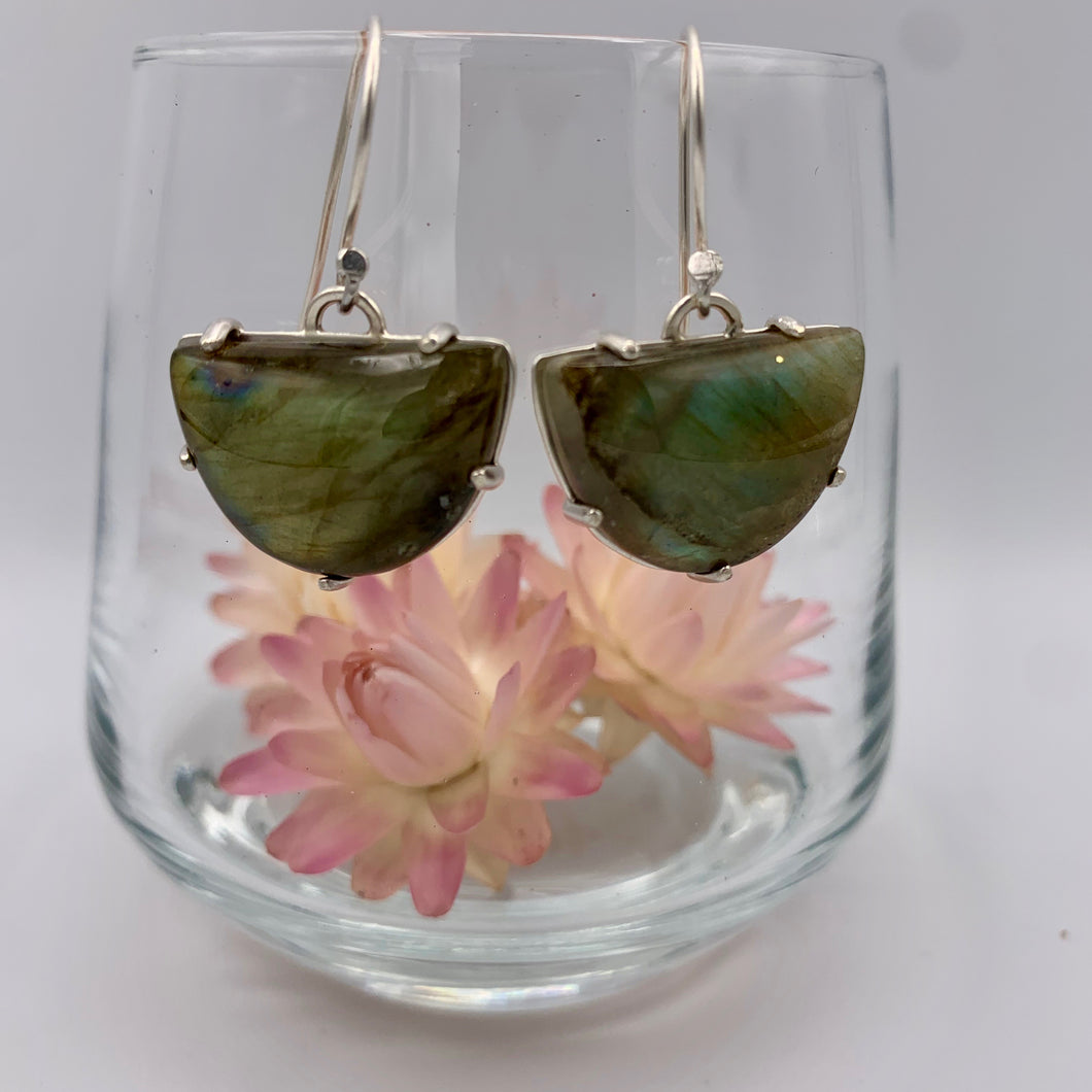 Labradorite Half Moon Earrings