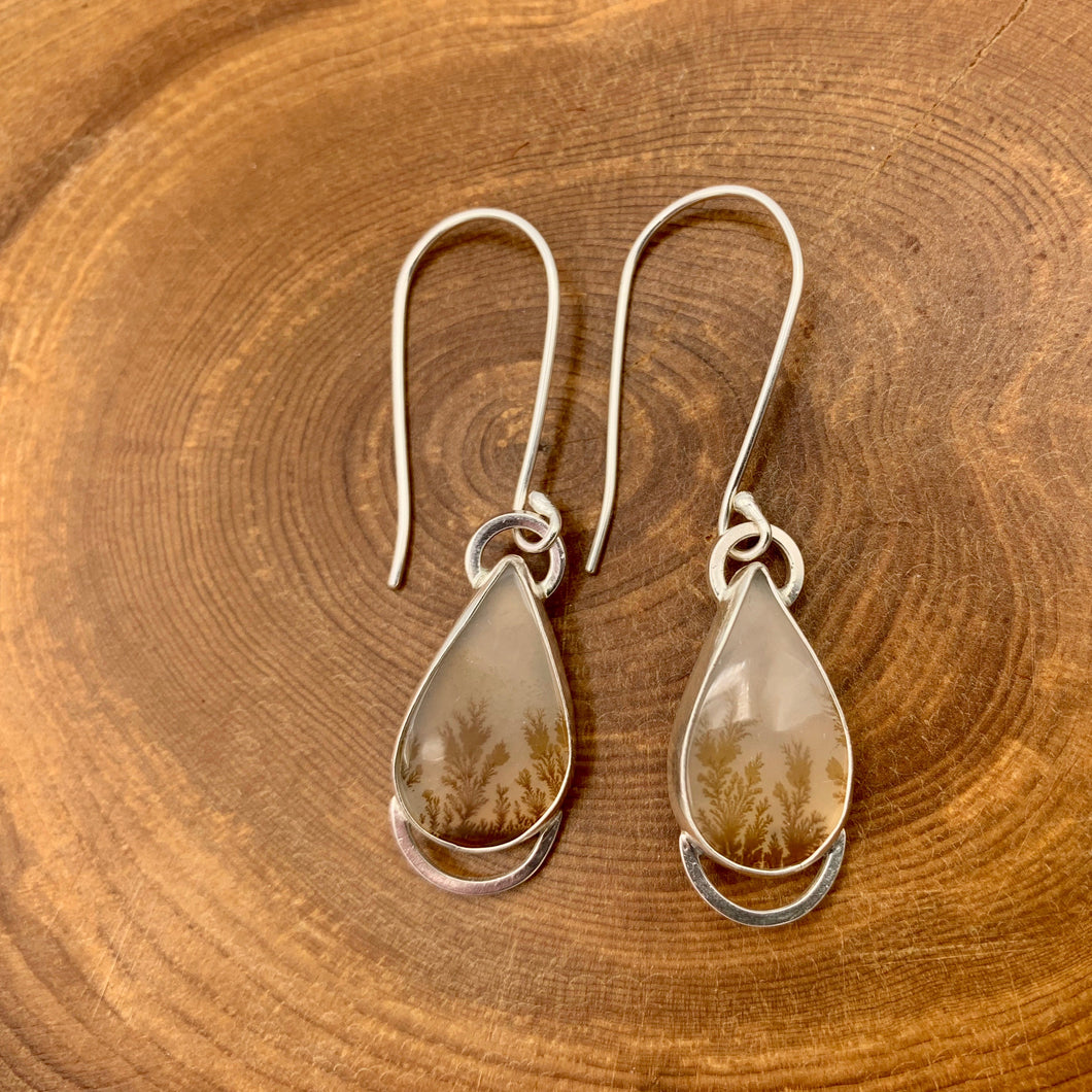 Dendritic Agate Teardrop Earrings