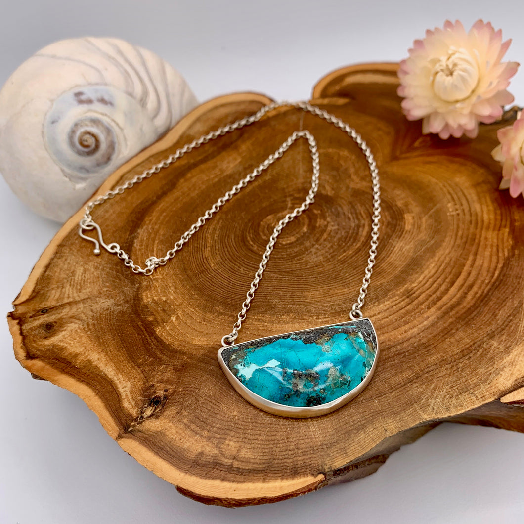 Chrysocolla Half Moon Necklace