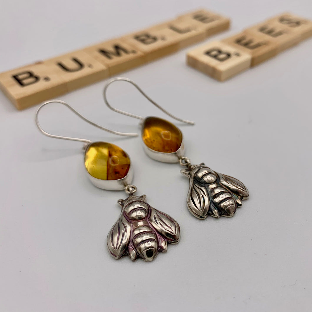 Bumble Bee + Amber Earrings