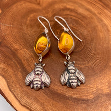 Load image into Gallery viewer, Bumble Bee + Amber Earrings
