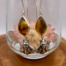 Load image into Gallery viewer, Bumble Bee + Amber Earrings
